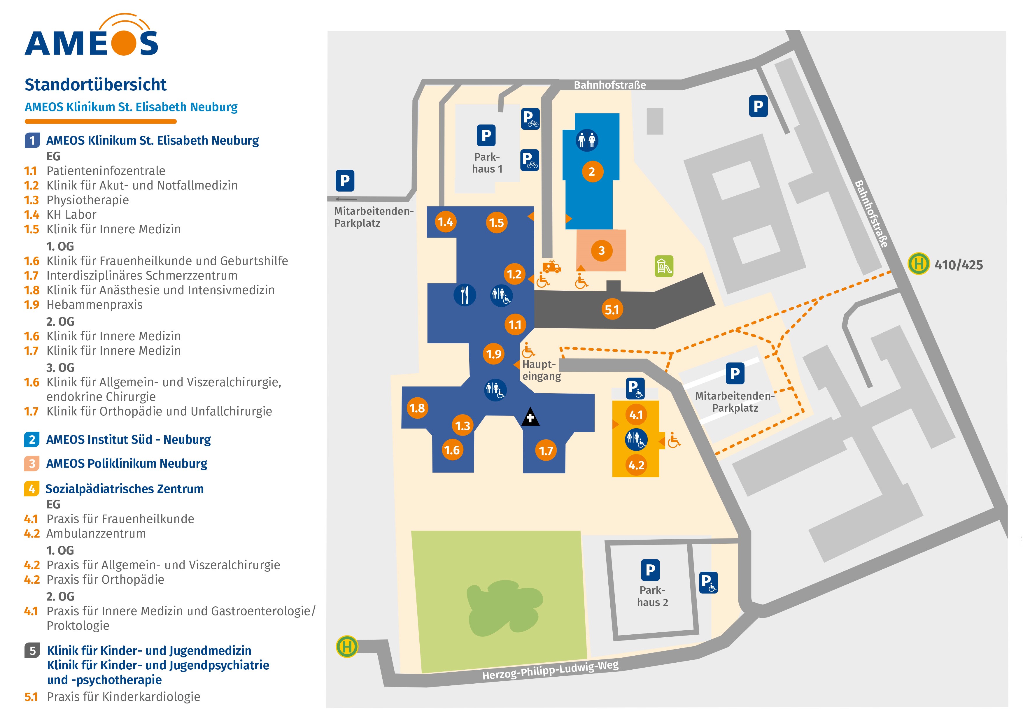 Lageplan AMEOS Klinikum St. Elisabeth Neuburg