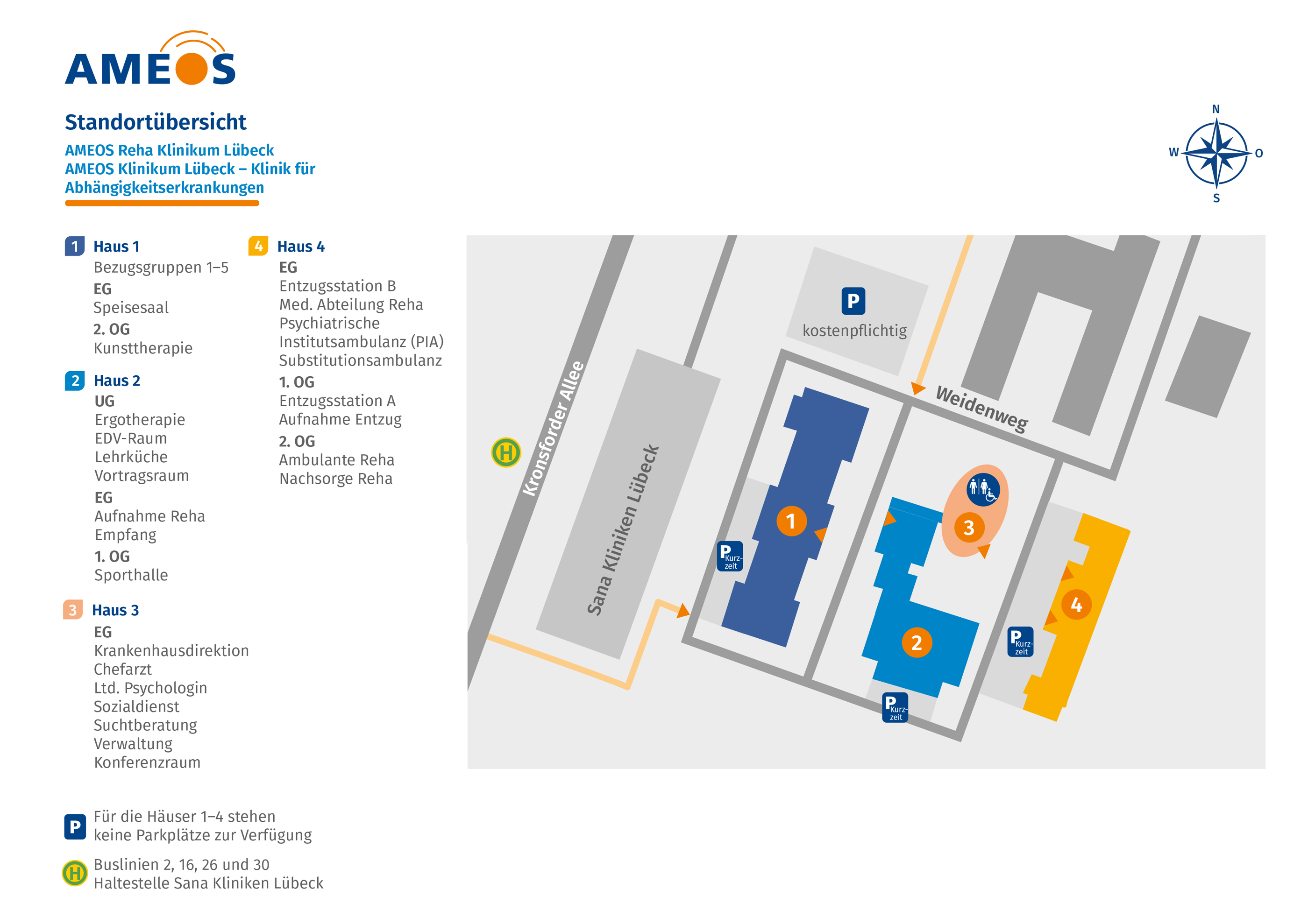 Hier ist ein Lageplan des AMEOS Klinikum Lübeck abgebildet